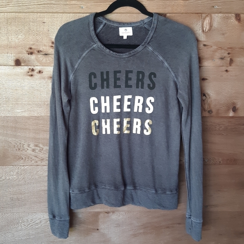 Sundry Gray Cheers Sweatshirt Size 1 (Small)